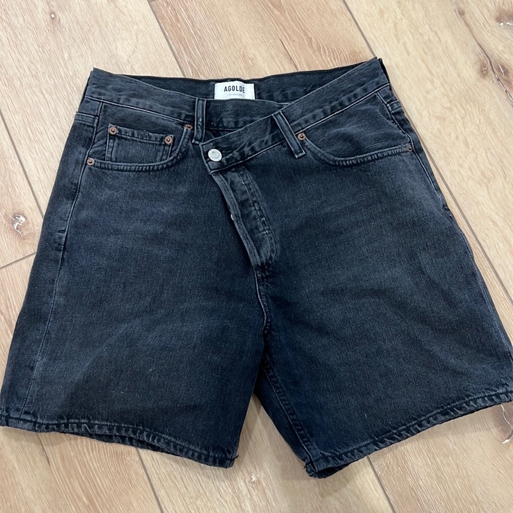 AGOLDE criss cross dad shorts - 27 - black